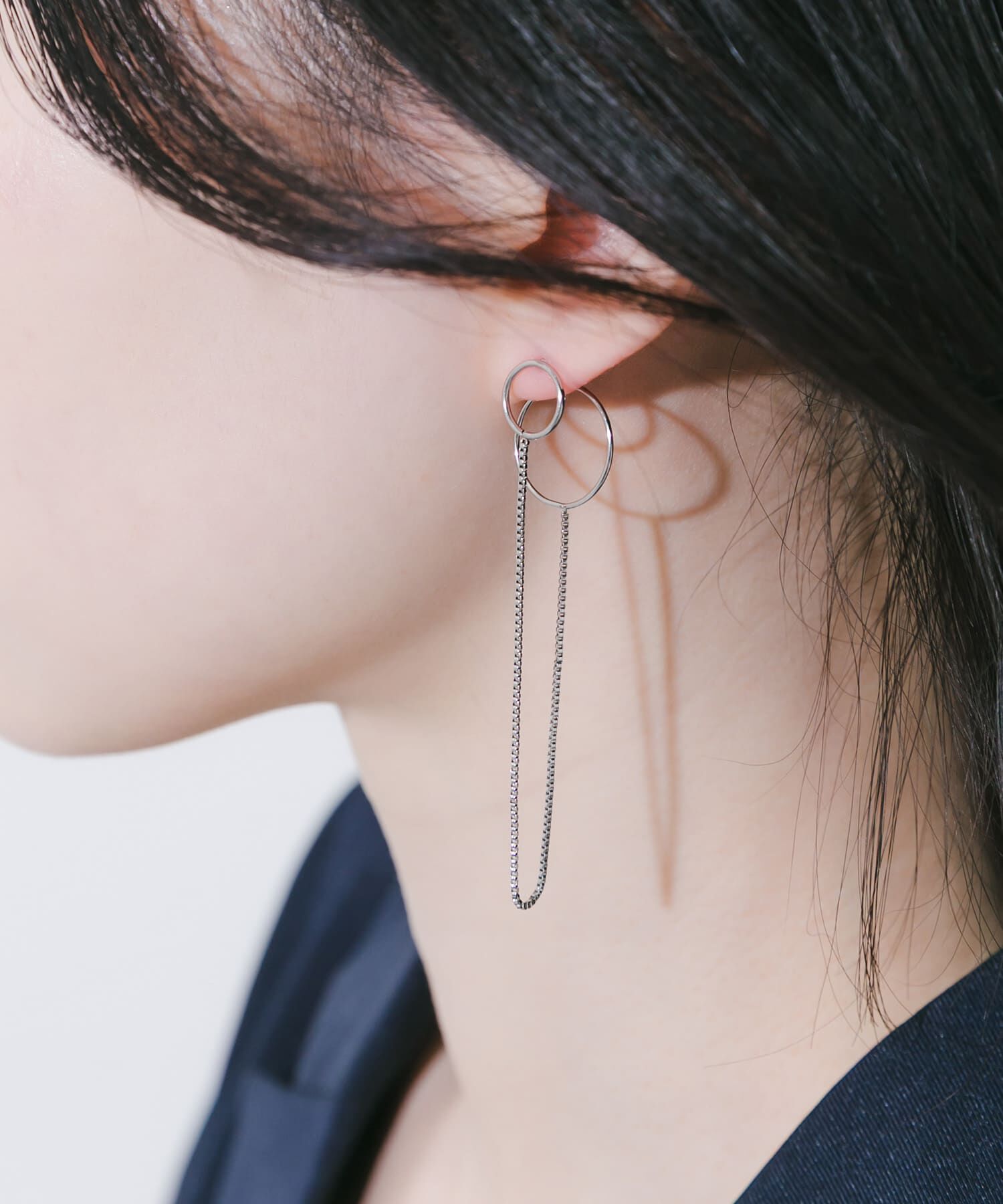 SMELLY「ステンレスダブルリングチェーンピアス」|ピアス|