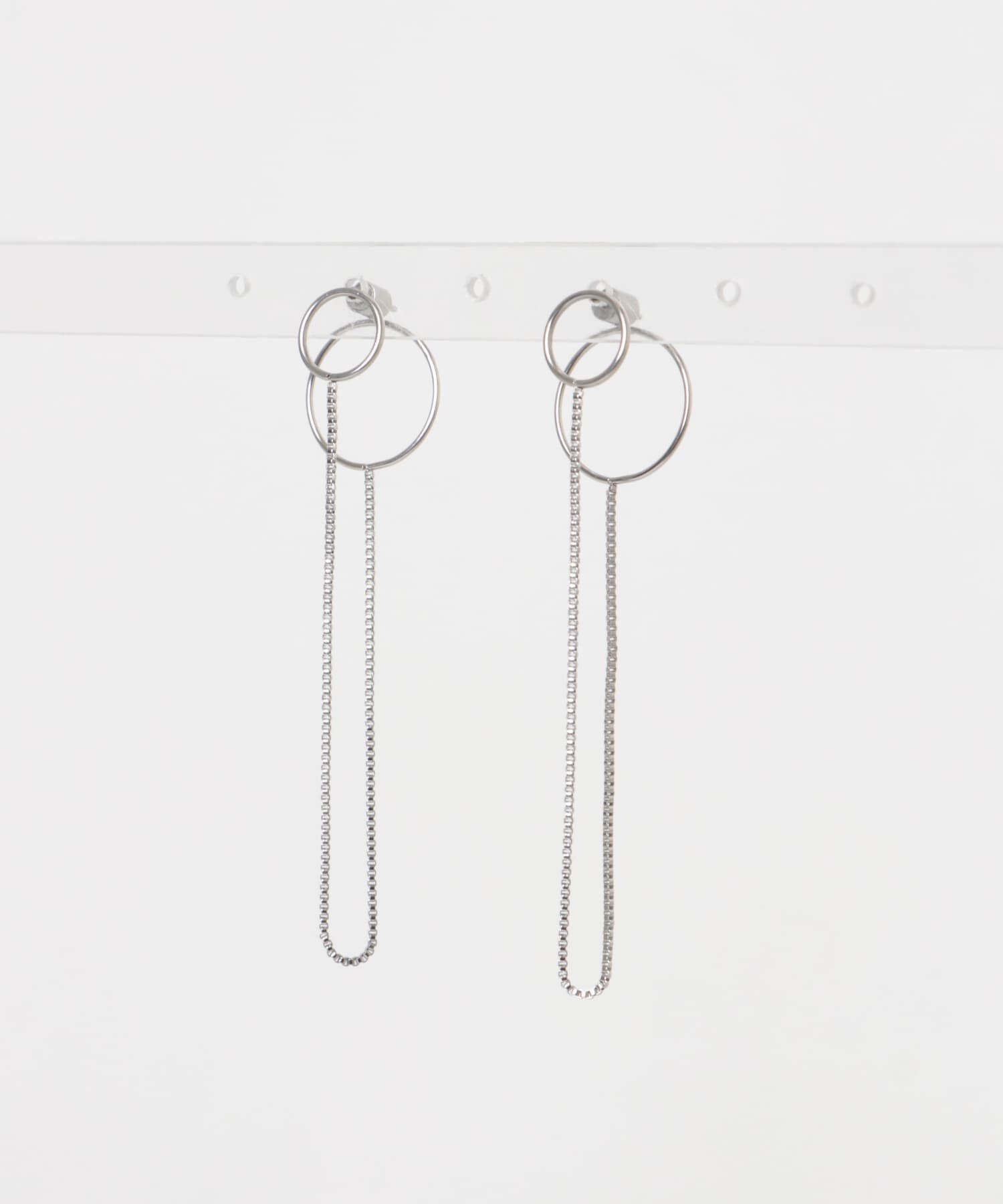 SMELLY「ステンレスダブルリングチェーンピアス」|ピアス|