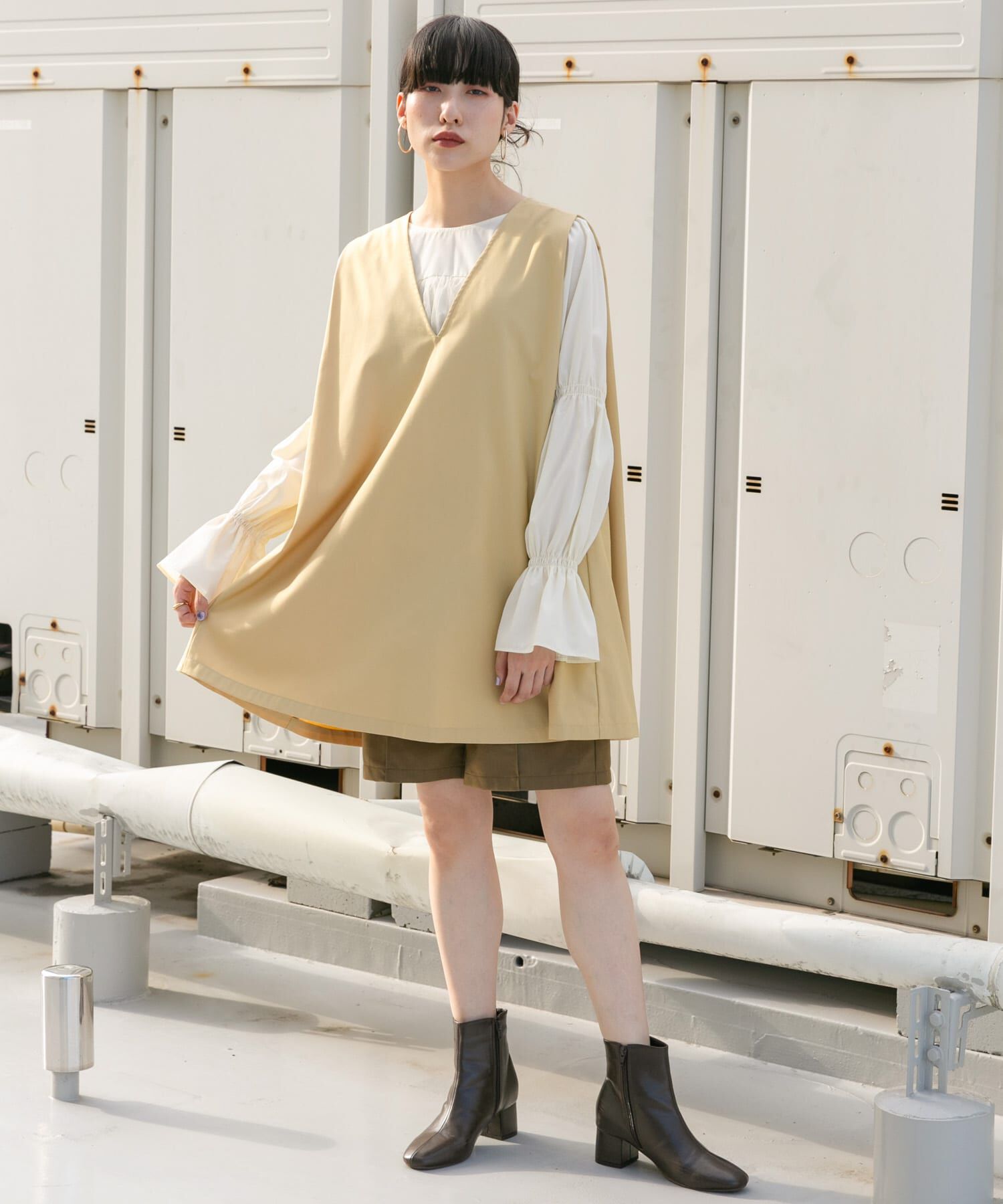  「ショルダータックミニワンピース」|ワンピース|