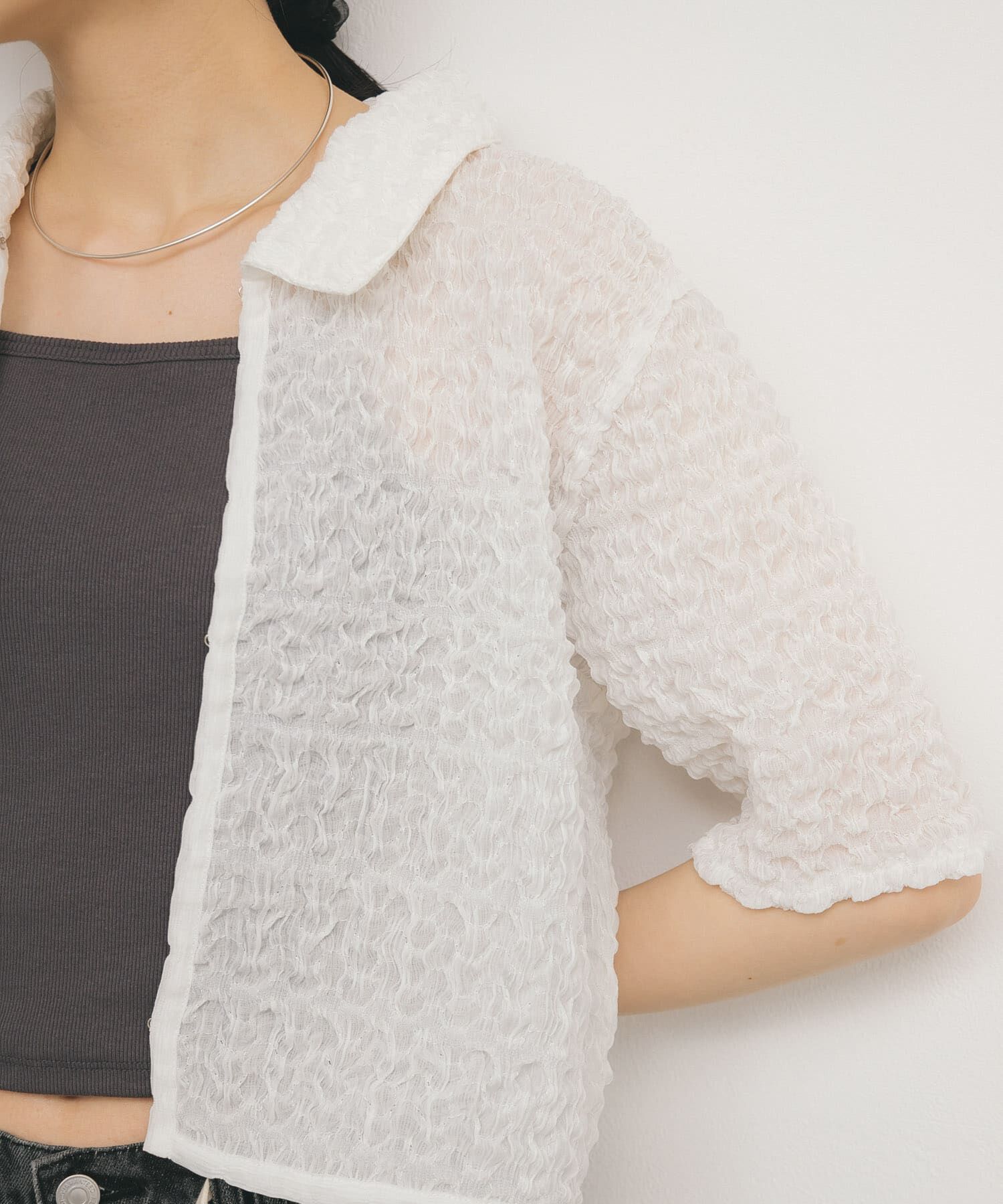  「ポップコーンクロップドシャツ」|シャツ・ブラウス|