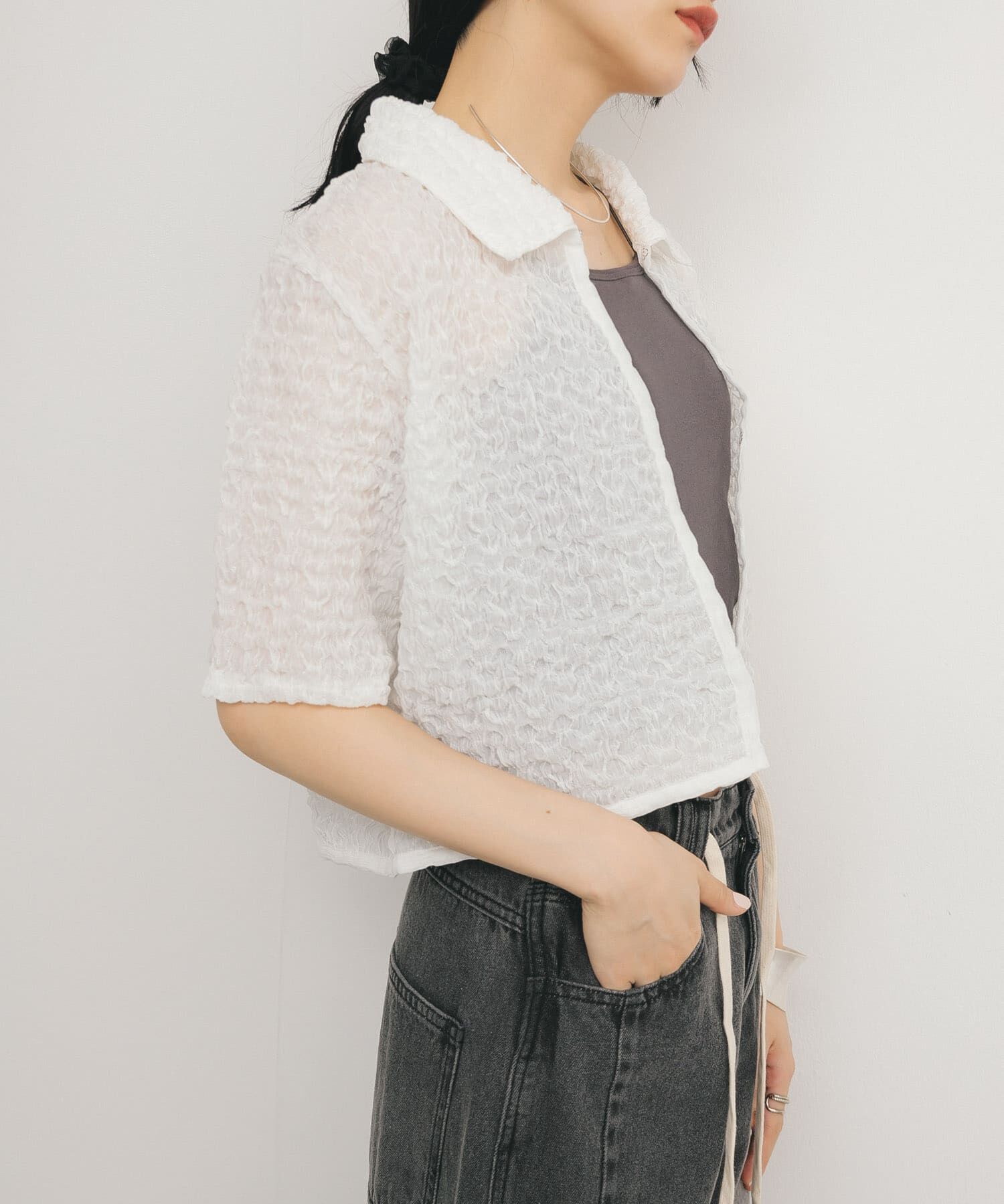  「ポップコーンクロップドシャツ」|シャツ・ブラウス|