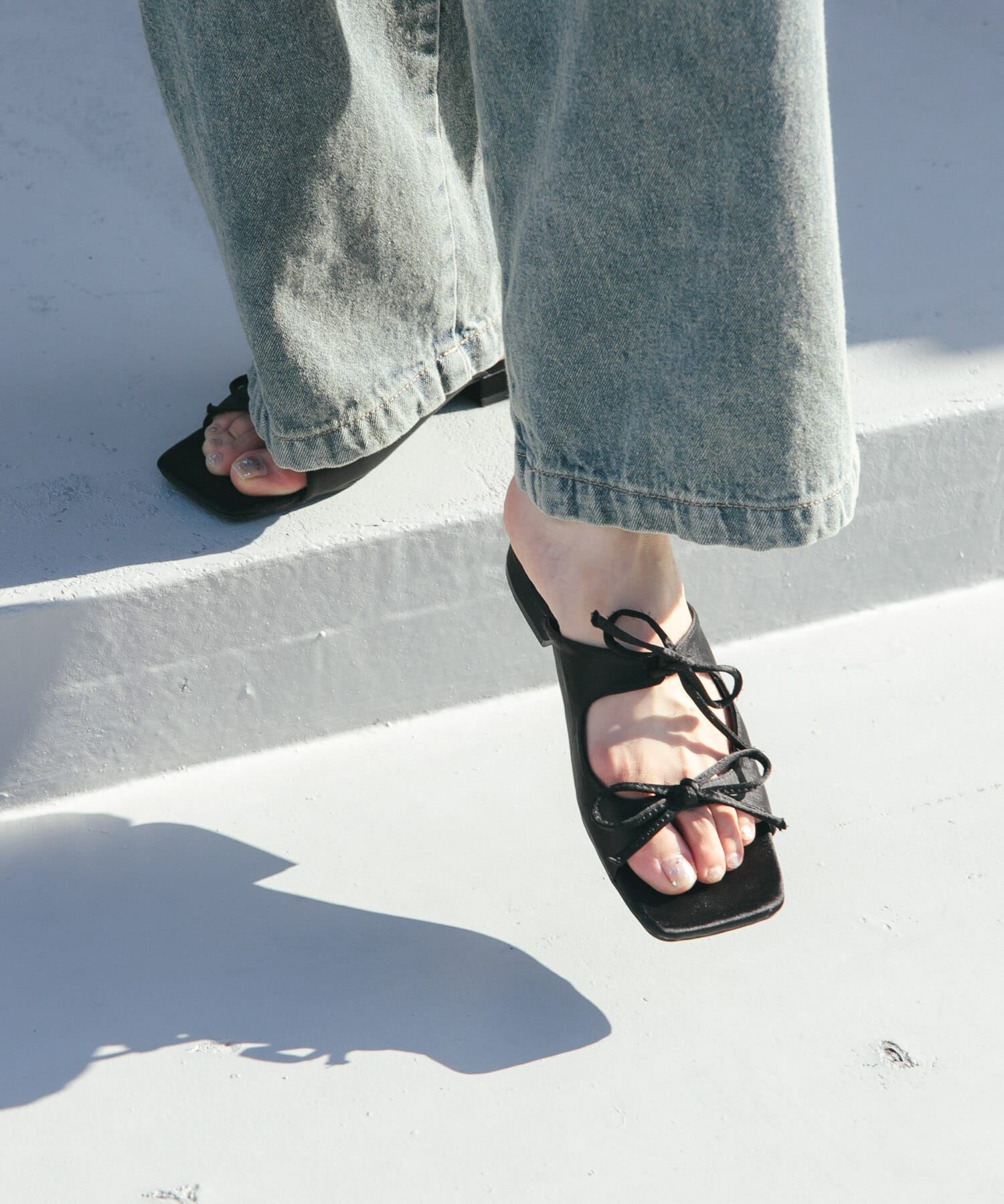  「サテンリボンミュール」|サンダル|