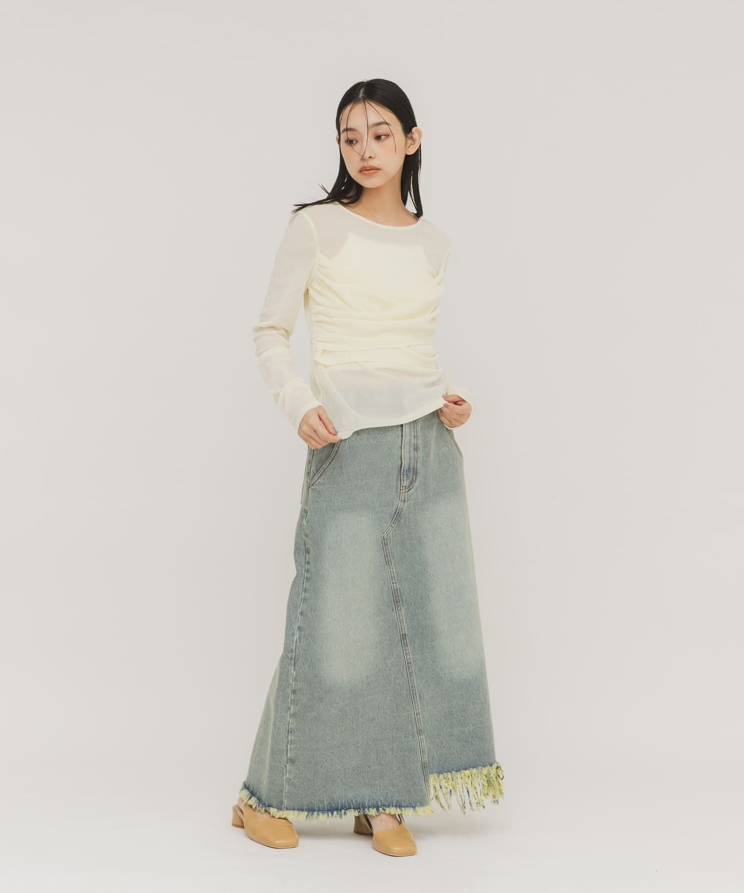  「シアーベロアクロスドレープTEE」|Tシャツ・カットソー|