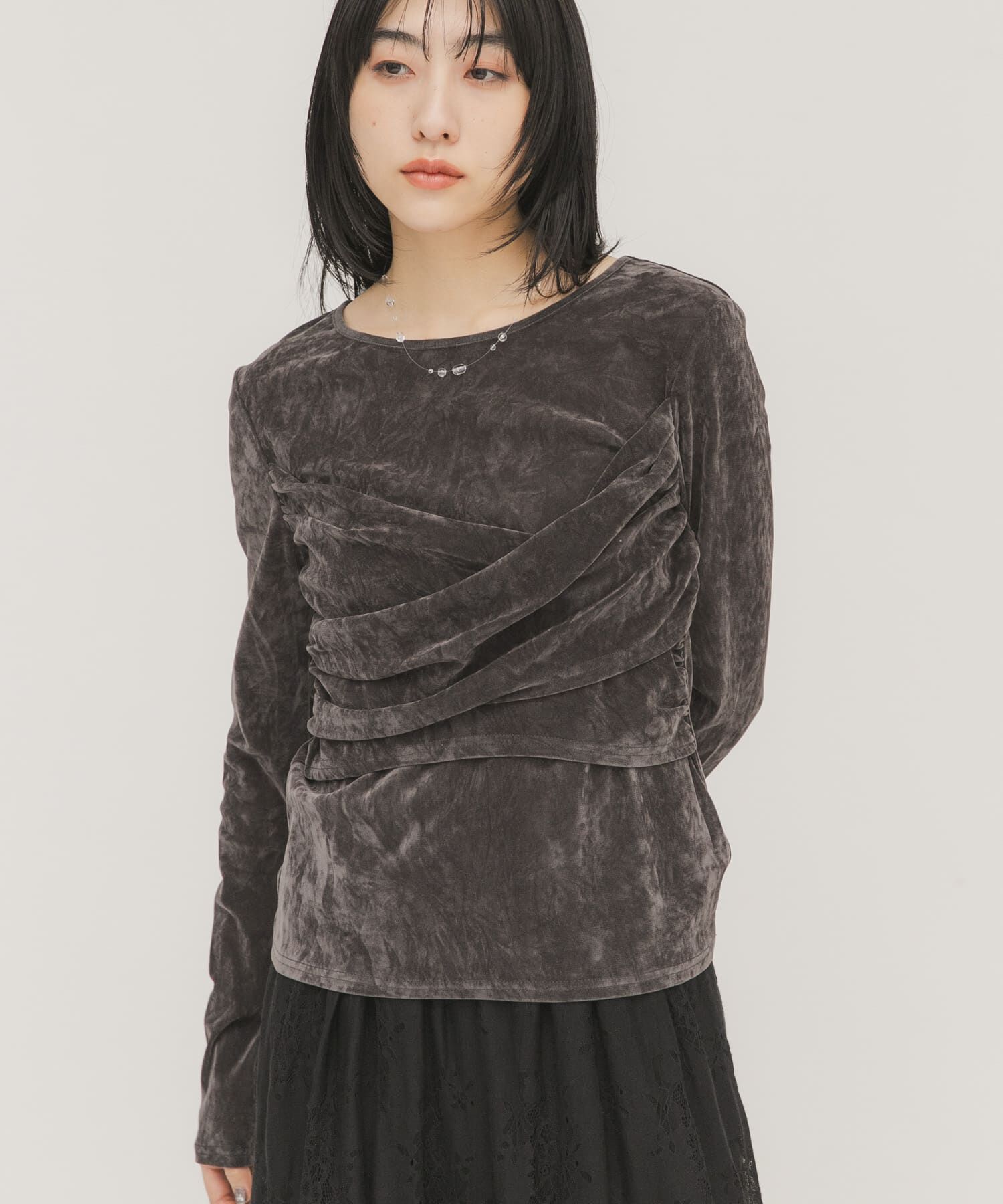  「シアーベロアクロスドレープTEE」|Tシャツ・カットソー|