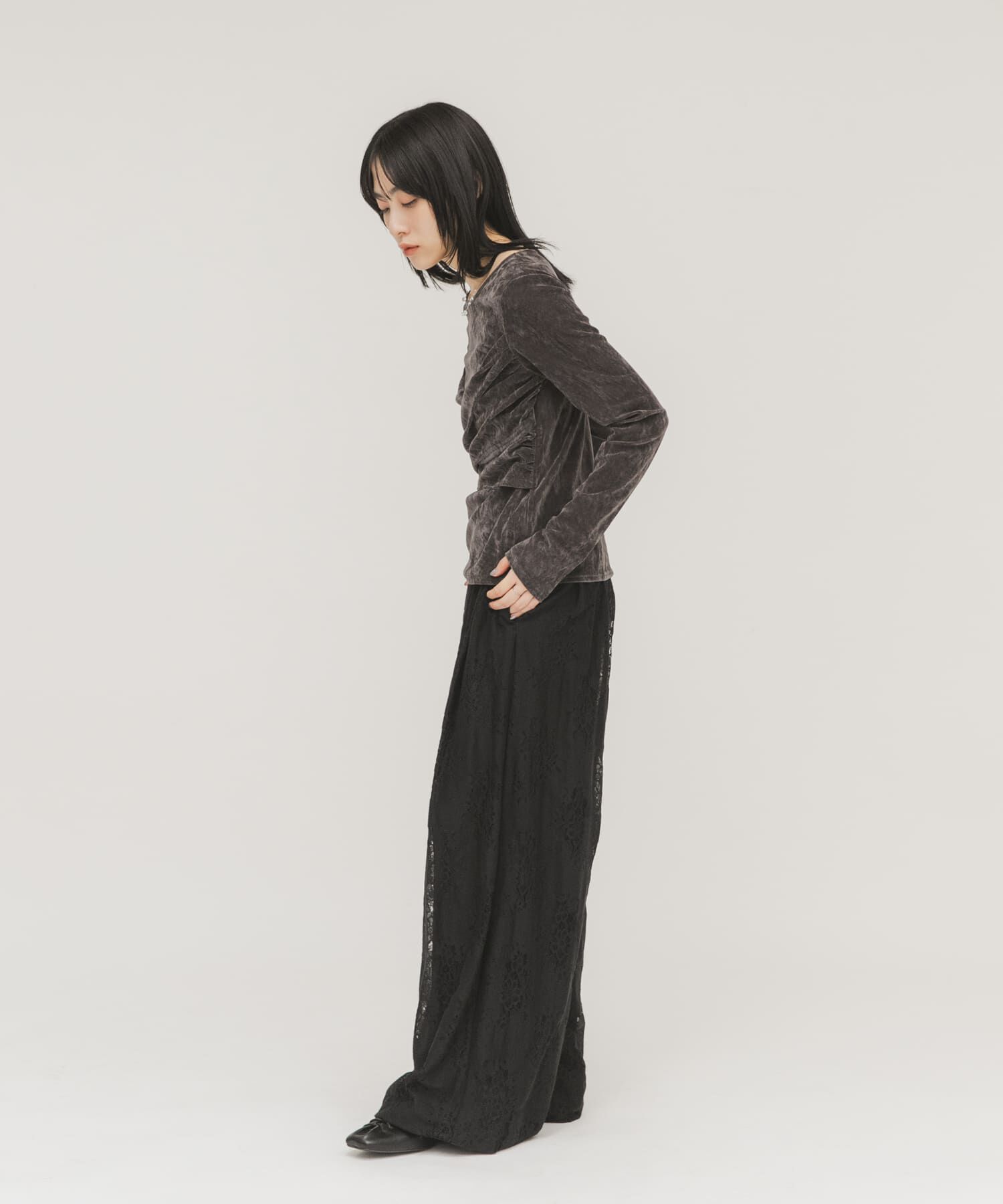  「シアーベロアクロスドレープTEE」|Tシャツ・カットソー|