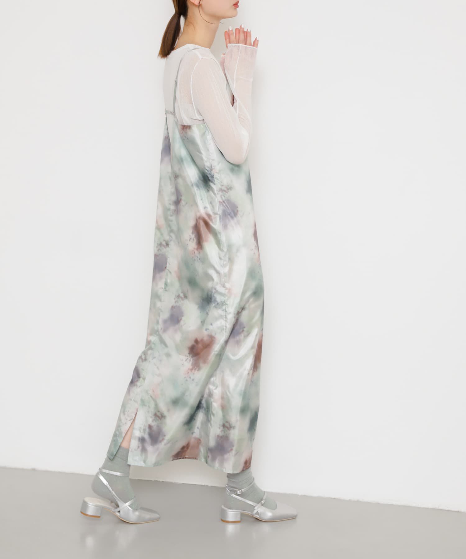 SENSE OF PLACE by URBAN RESEARCH「ボカシプリントキャミワンピース」|ワンピース|グリーン