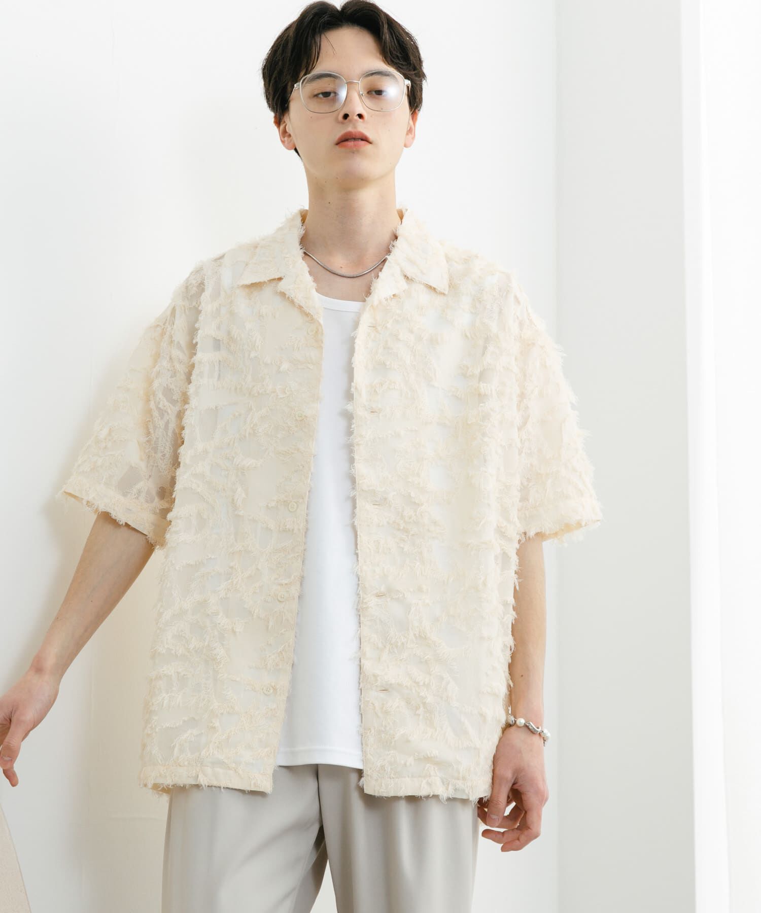 SENSE OF PLACE by URBAN RESEARCH「フリンジジャガードショートスリーブシャツ」|シャツ・ブラウス|