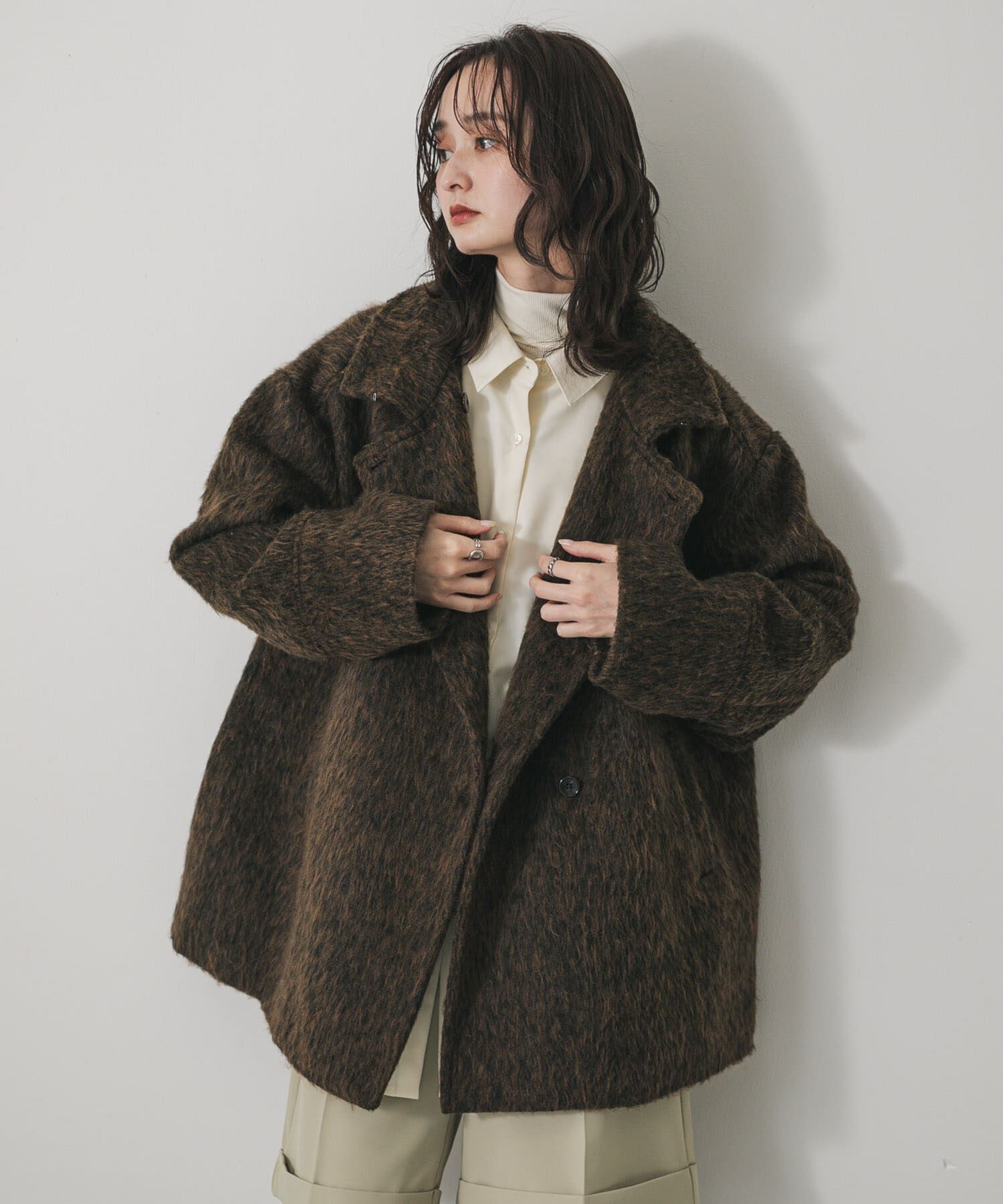 SENSE OF PLACE by URBAN RESEARCH「マルチカラーシャギーコート」|ノーカラーコート|