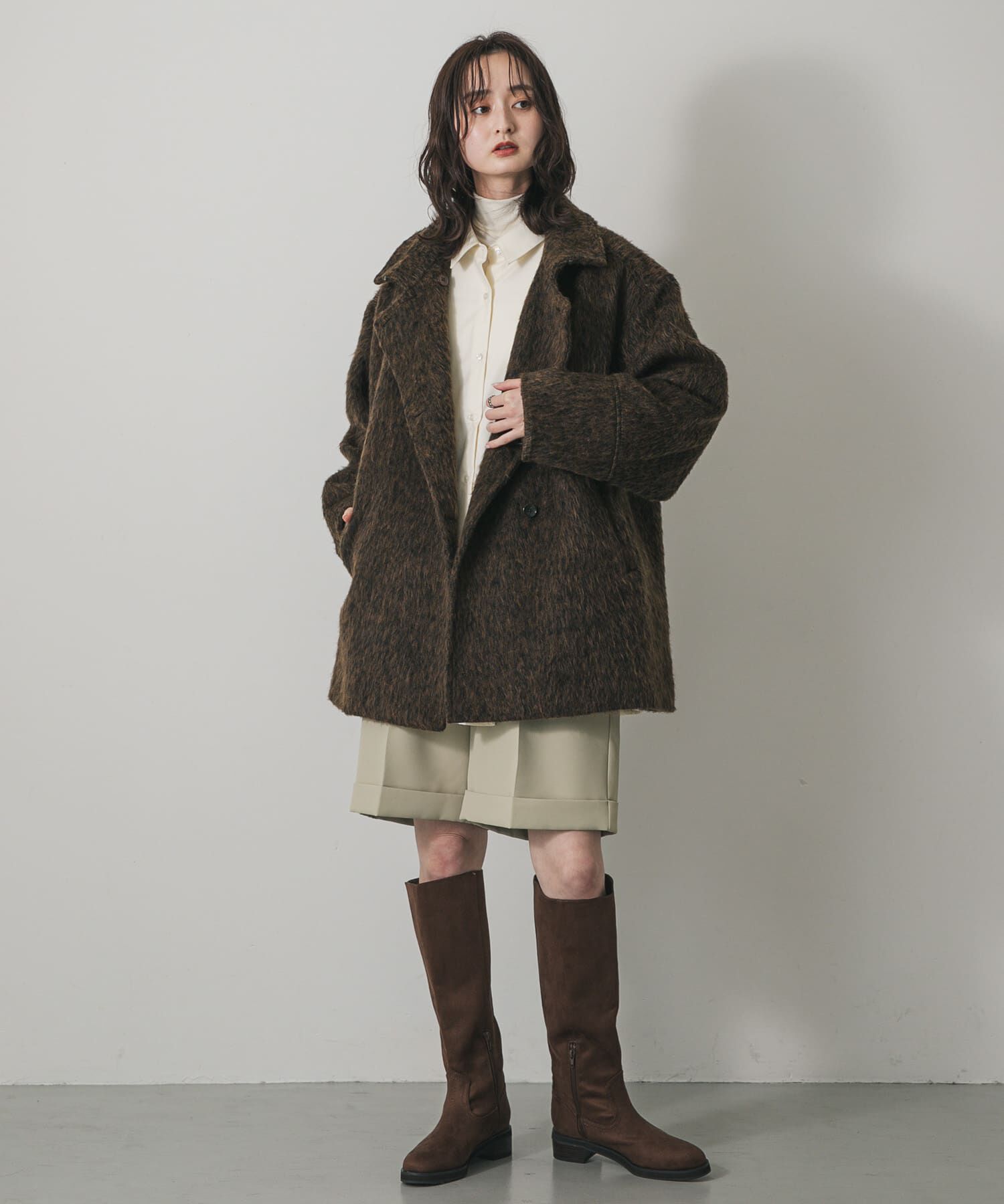 SENSE OF PLACE by URBAN RESEARCH「マルチカラーシャギーコート」|ノーカラーコート|