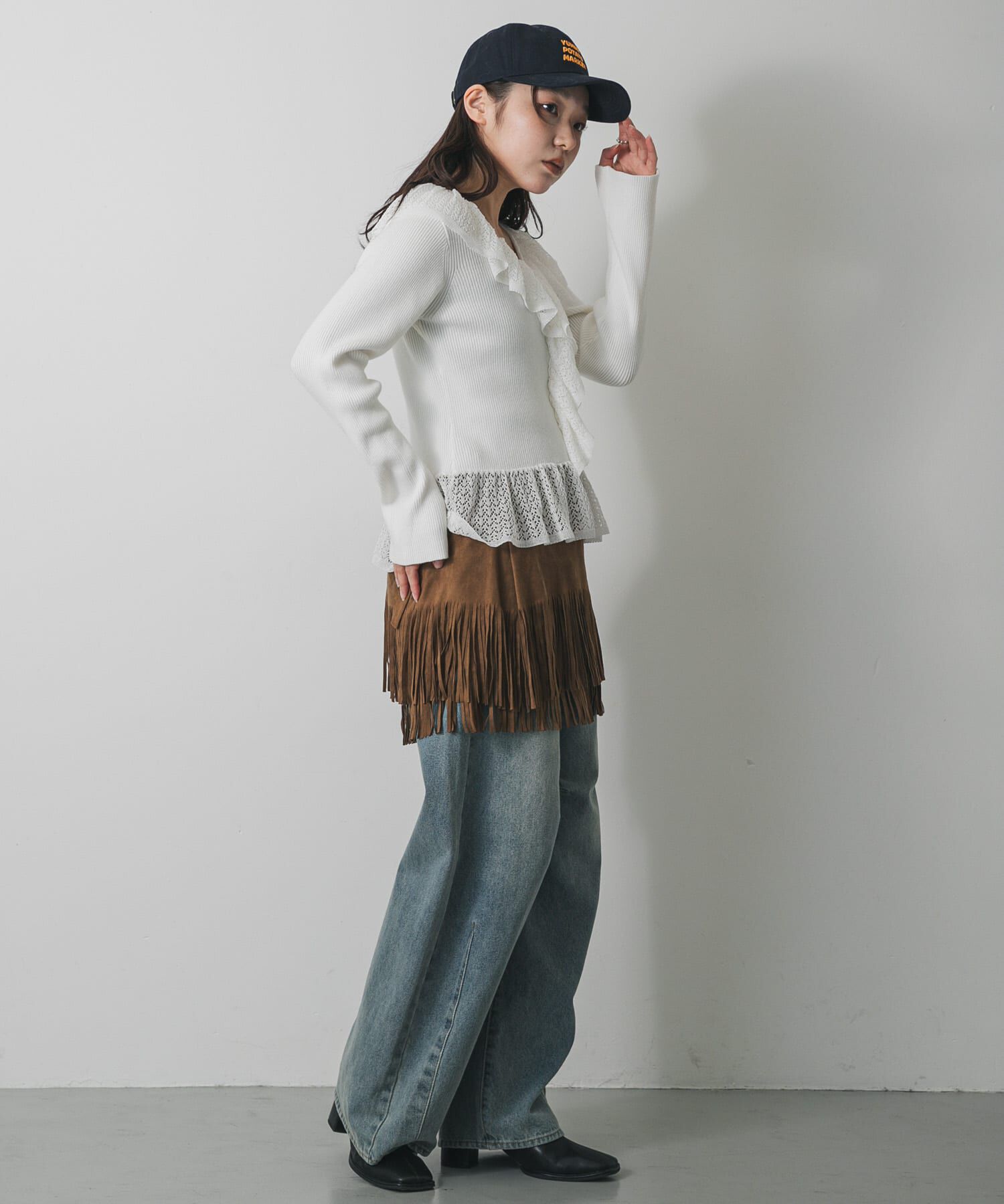 SENSE OF PLACE by URBAN RESEARCH「『洗濯可』フリルレースフレアスリーブニット」|ニット・セーター|