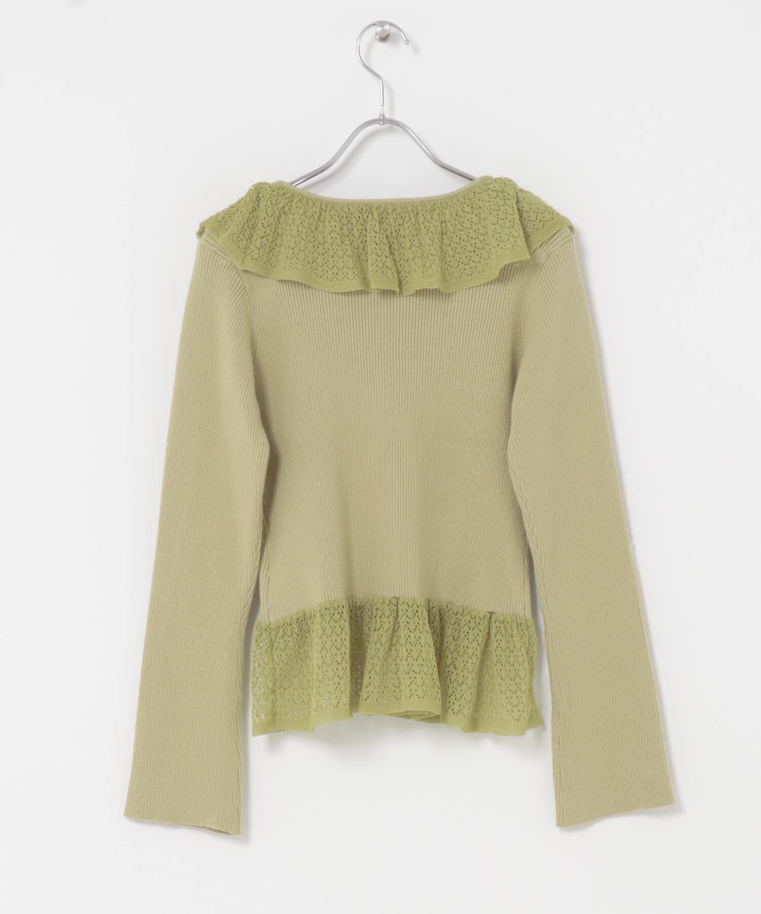 SENSE OF PLACE by URBAN RESEARCH「『洗濯可』フリルレースフレアスリーブニット」|ニット・セーター|