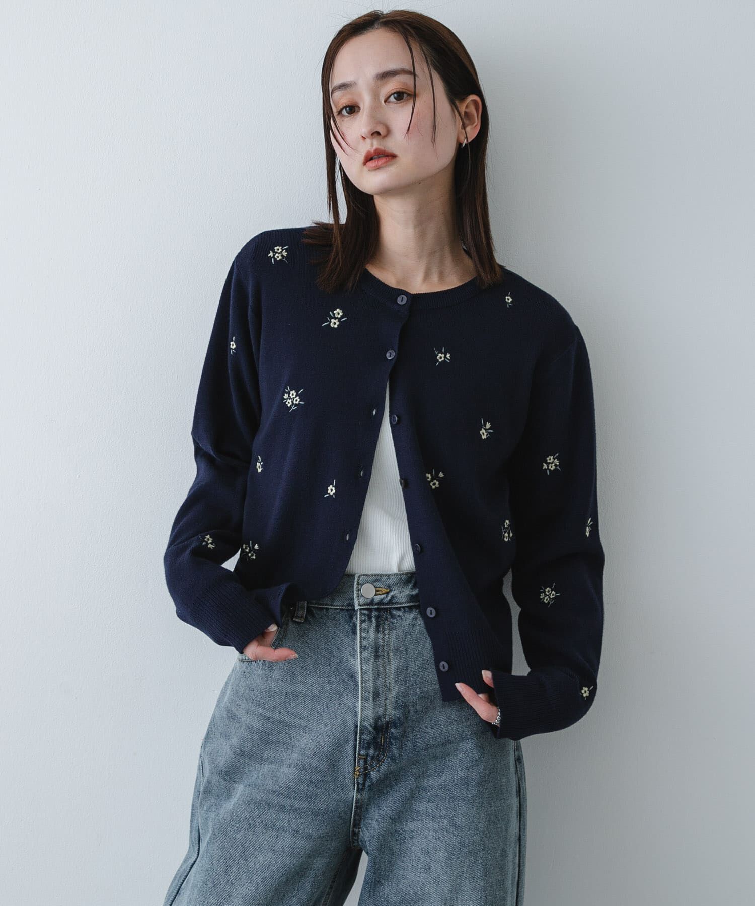 SENSE OF PLACE by URBAN RESEARCH「『洗濯可』コバナシシュウカーディガン」|カーディガン|ネイビー