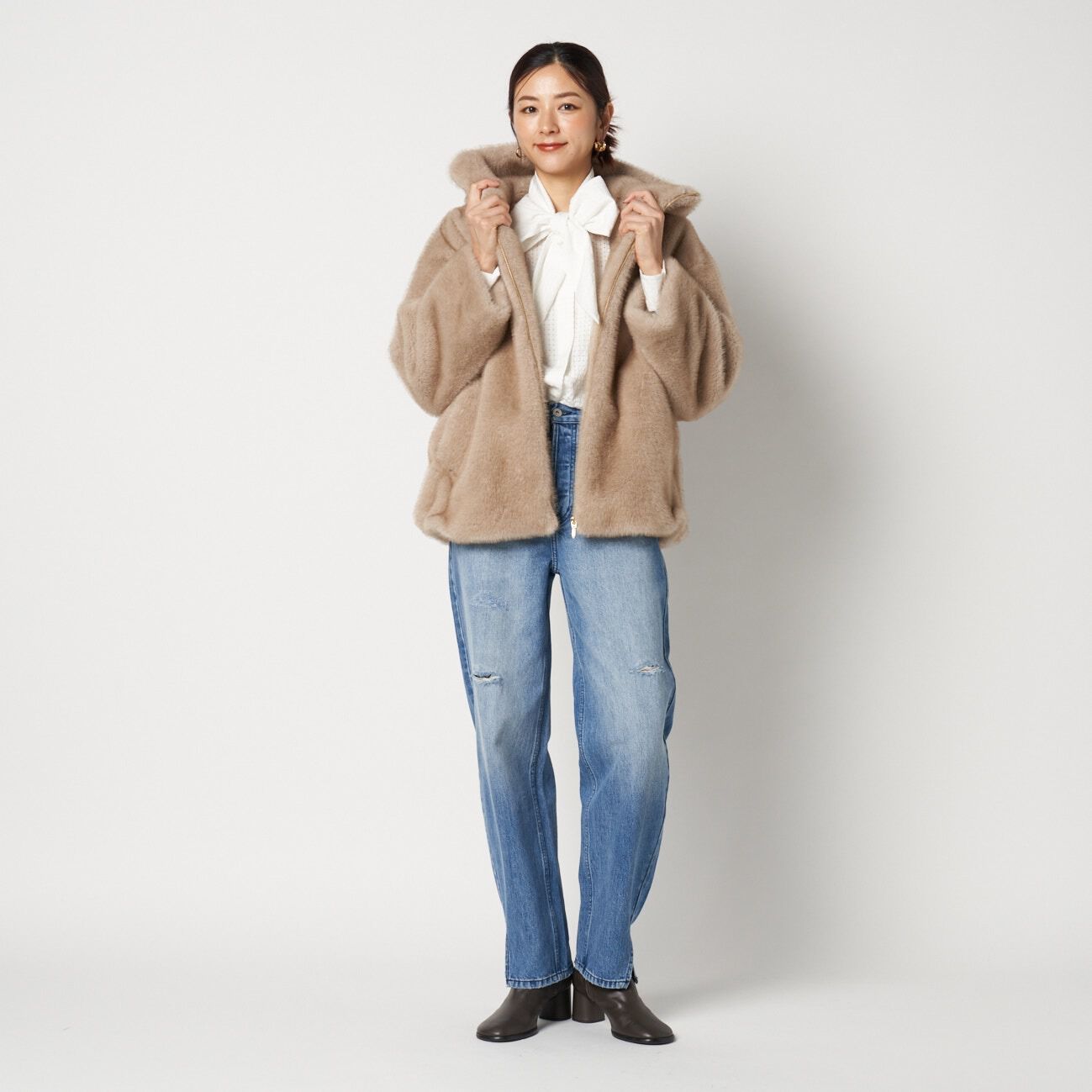 HELIOPOLE「HELIOPOLE SHEER CHECK BOWTIE BLOUSE」|シャツ・ブラウス|