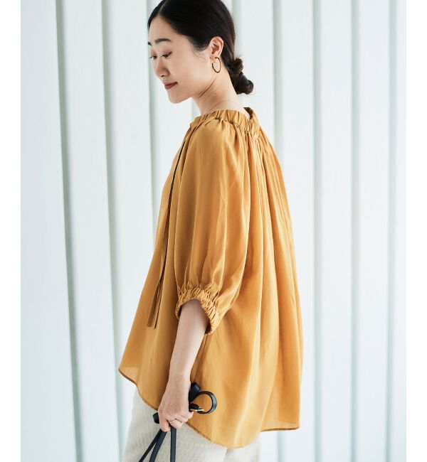 le.coeur blanc「シアーVネックギャザーブラウス」|シャツ・ブラウス|