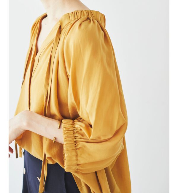 le.coeur blanc「シアーVネックギャザーブラウス」|シャツ・ブラウス|