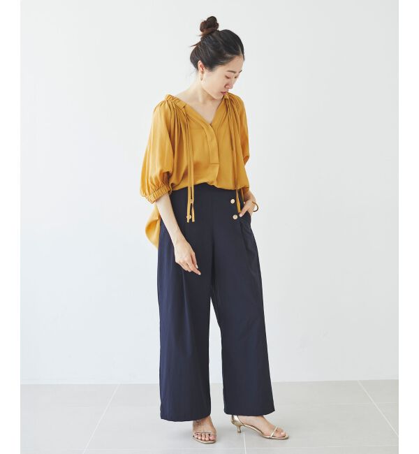 le.coeur blanc「シアーVネックギャザーブラウス」|シャツ・ブラウス|