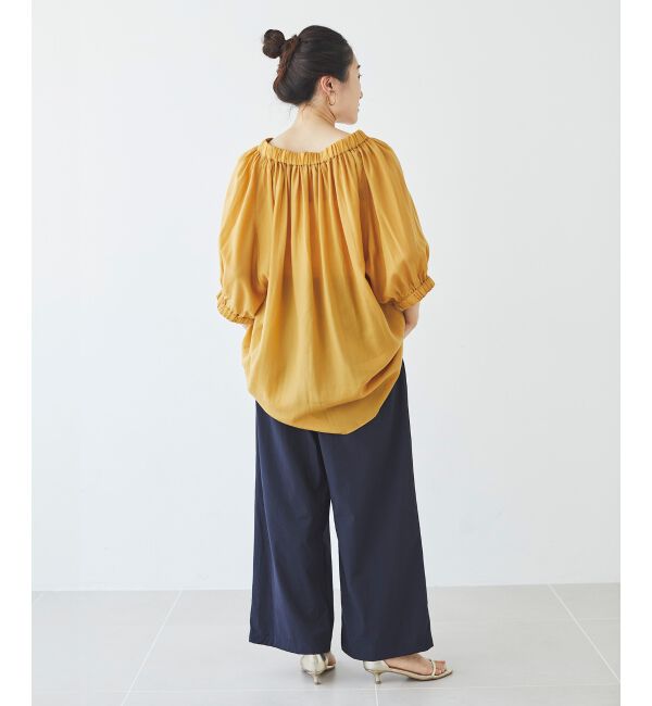 le.coeur blanc「シアーVネックギャザーブラウス」|シャツ・ブラウス|