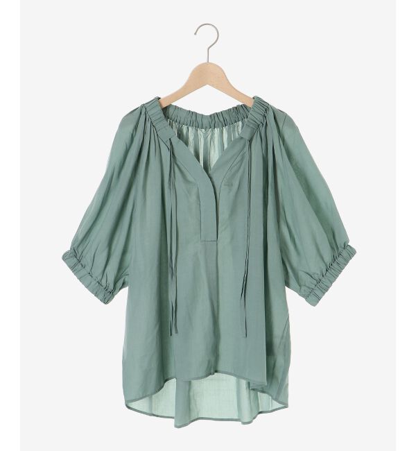 le.coeur blanc「シアーVネックギャザーブラウス」|シャツ・ブラウス|