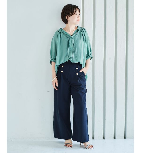 le.coeur blanc「シアーVネックギャザーブラウス」|シャツ・ブラウス|