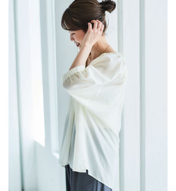 le.coeur blanc「シアーVネックギャザーブラウス」|シャツ・ブラウス|