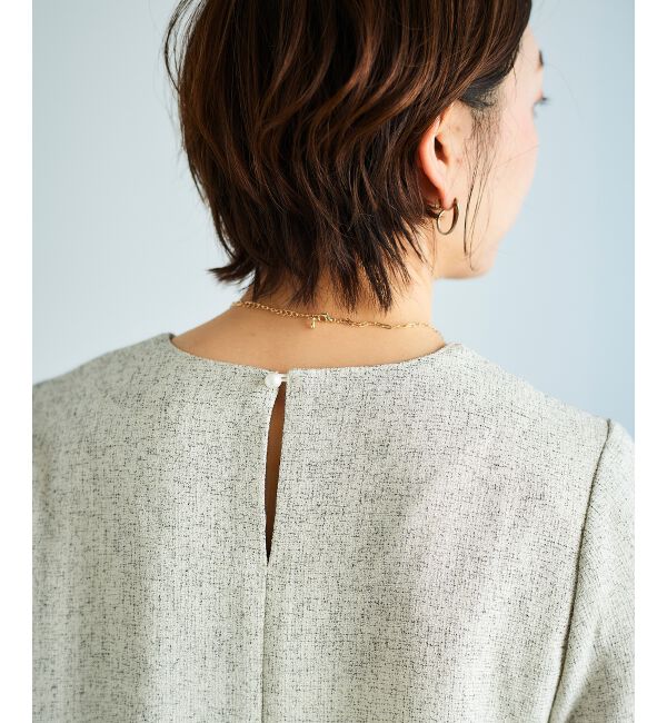 le.coeur blanc「ツィードペプラムノーカラーブラウス」|シャツ・ブラウス|