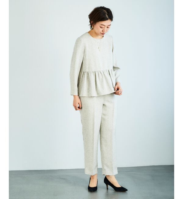 le.coeur blanc「ツィードペプラムノーカラーブラウス」|シャツ・ブラウス|