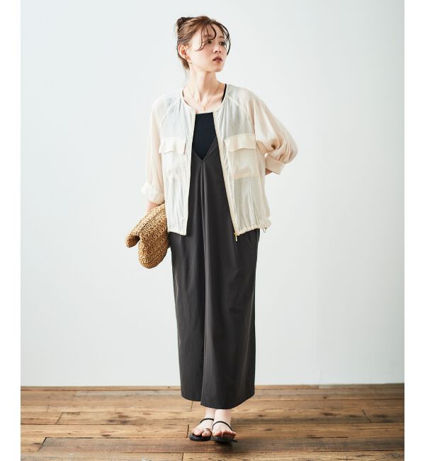  「ナイロンVネックキャミワンピース」|ワンピース|