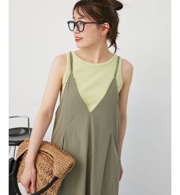  「ナイロンVネックキャミワンピース」|ワンピース|