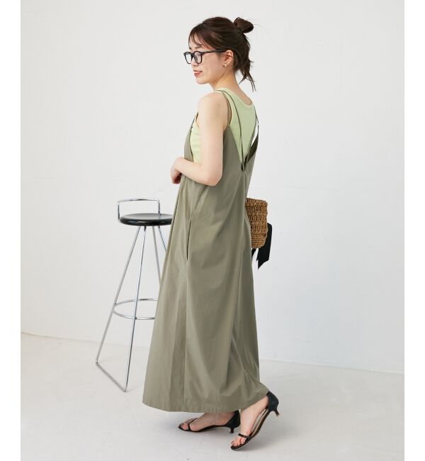  「ナイロンVネックキャミワンピース」|ワンピース|