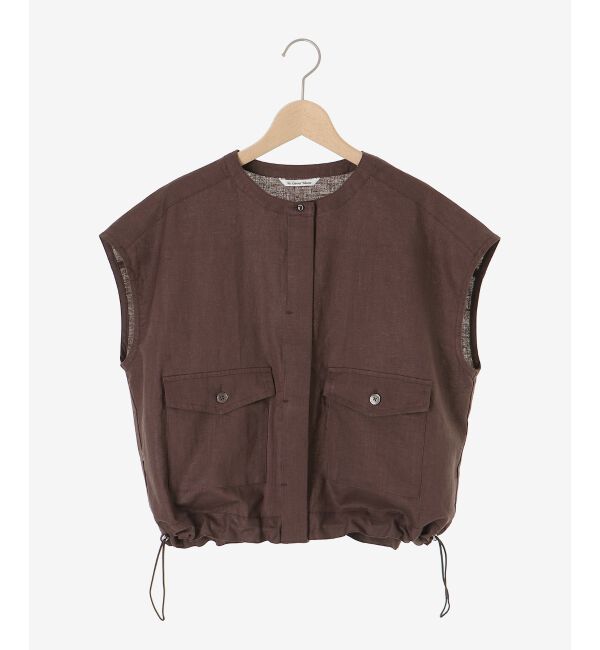  「《手洗い可能》コットン麻ノーカラーシャツジャケット」|ダウン|