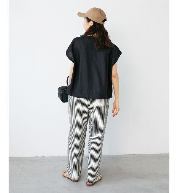  「《手洗い可能》コットン麻ノーカラーシャツジャケット」|ダウン|