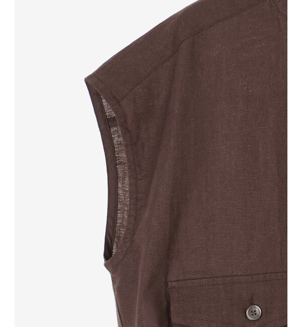  「《手洗い可能》コットン麻ノーカラーシャツジャケット」|ダウン|