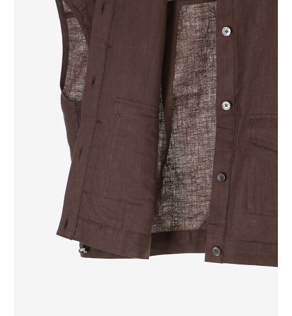  「《手洗い可能》コットン麻ノーカラーシャツジャケット」|ダウン|