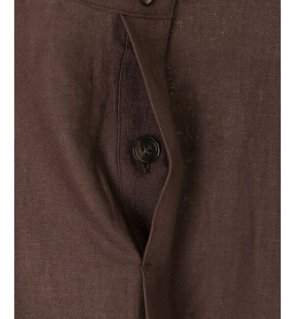  「《手洗い可能》コットン麻ノーカラーシャツジャケット」|ダウン|