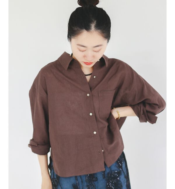  「コットン麻コンパクトシャツ」|シャツ・ブラウス|Ｄ／ブラウン