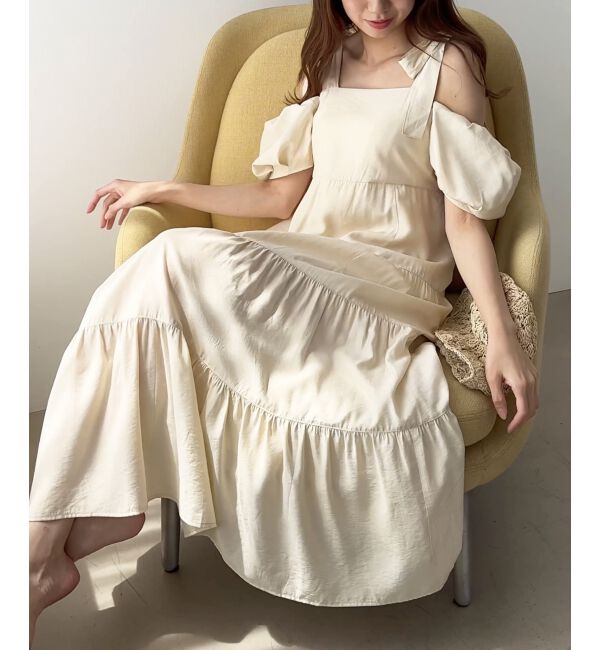 MAJESTICLEGON「2way肩リボンティアードワンピース」|ワンピース|アイボリー