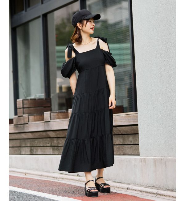 MAJESTICLEGON「2way肩リボンティアードワンピース」|ワンピース|