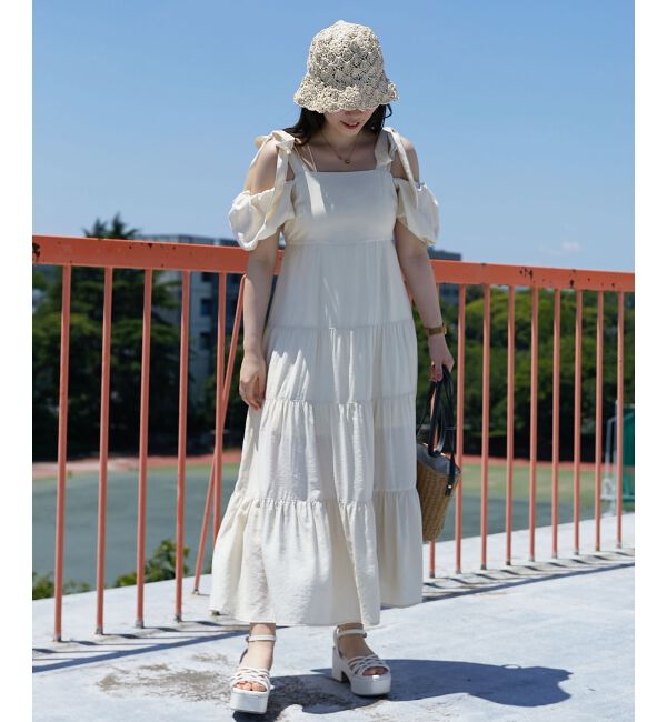 MAJESTICLEGON「2way肩リボンティアードワンピース」|ワンピース|