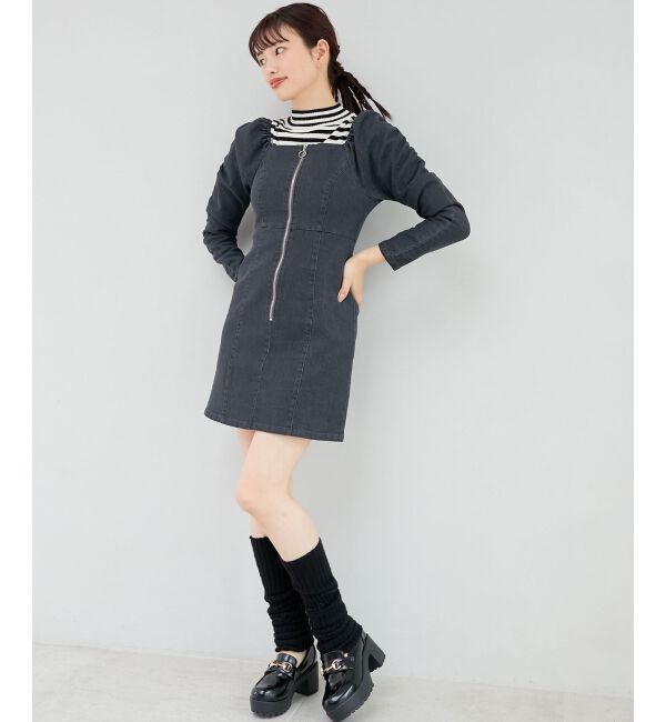 MAJESTICLEGON「フロントジップデニムミニワンピース」|ワンピース|