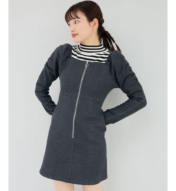 MAJESTICLEGON「フロントジップデニムミニワンピース」|ワンピース|