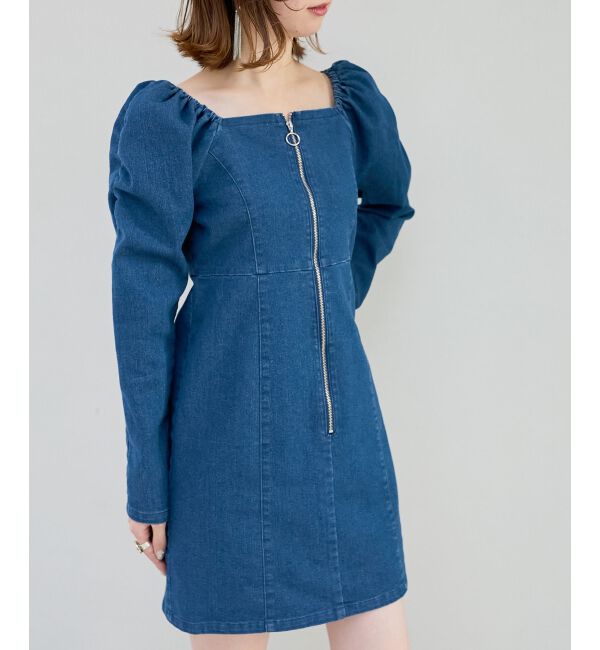 MAJESTICLEGON「フロントジップデニムミニワンピース」|ワンピース|