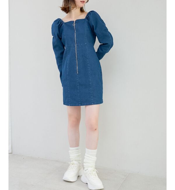 MAJESTICLEGON「フロントジップデニムミニワンピース」|ワンピース|