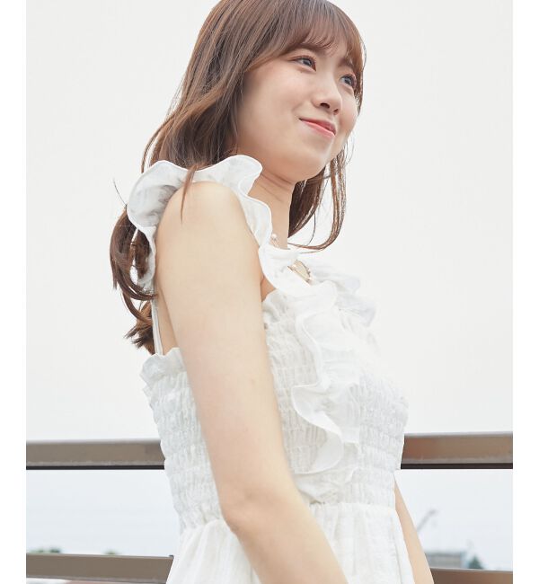 MAJESTICLEGON「フリルショルダーレースアップワンピ」|ワンピース|