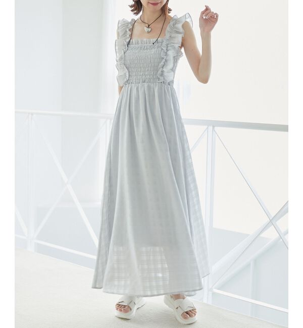 MAJESTICLEGON「フリルショルダーレースアップワンピ」|ワンピース|