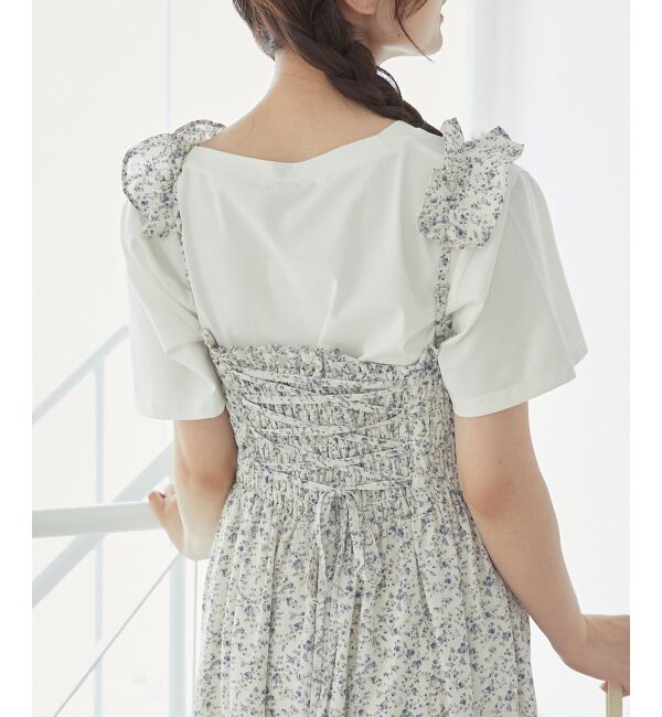 MAJESTICLEGON「フリルショルダーレースアップワンピ」|ワンピース|