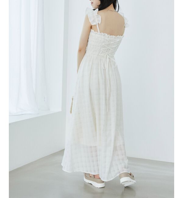 MAJESTICLEGON「フリルショルダーレースアップワンピ」|ワンピース|