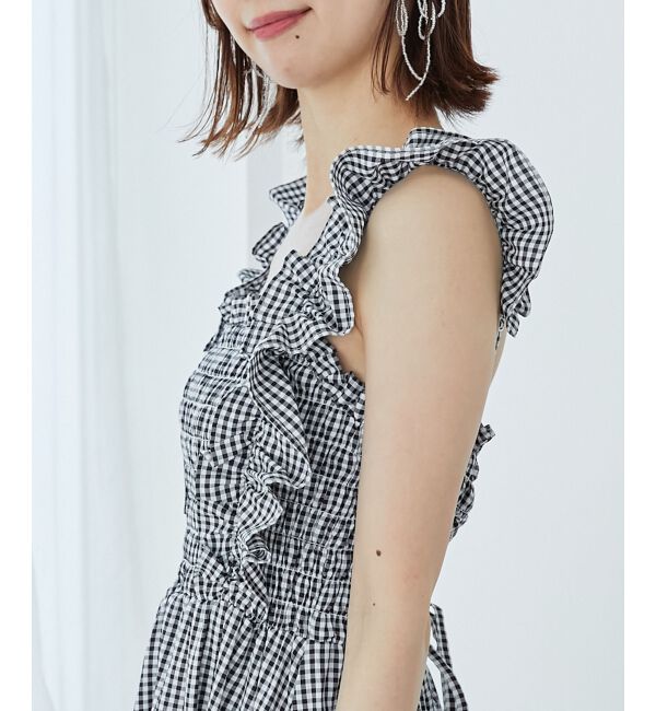 MAJESTICLEGON「フリルショルダーレースアップワンピ」|ワンピース|