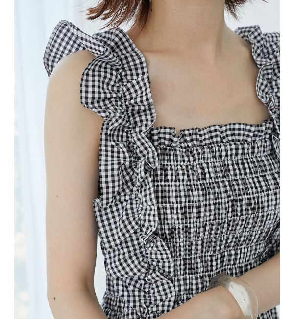 MAJESTICLEGON「フリルショルダーレースアップワンピ」|ワンピース|