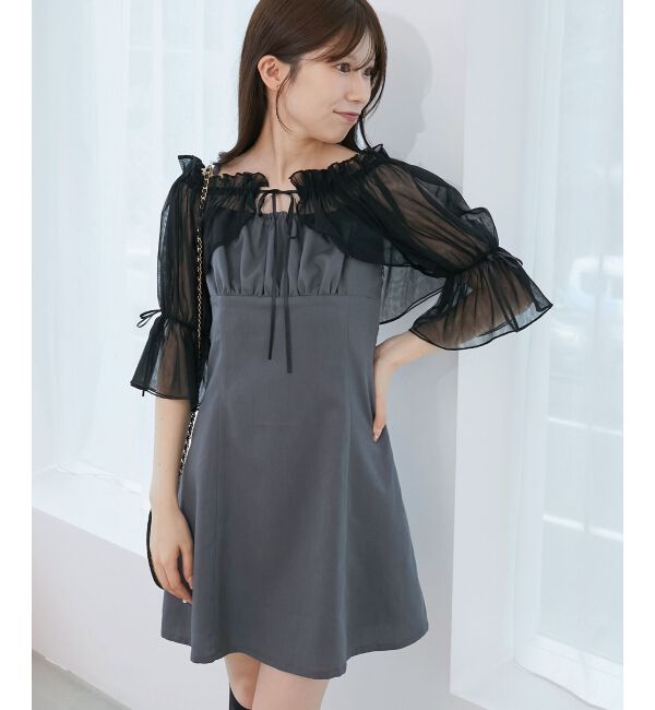  「チュールボレロセットミニキャミワンピ」|ワンピース|グレー