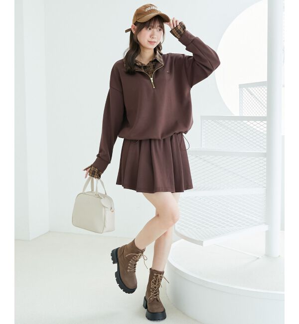  「レイヤード風スウェットセットアップ」|ワンピース|ブラウン